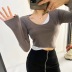 fake two-piece long-sleeved contrast color top NSHS43466