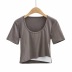 contrast color basic short T-shirt  NSHS43474