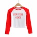 color matching letter printing round neck slim top NSHS43483