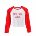 color matching letter printing round neck slim top NSHS43483