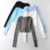 fashion solid color slim long-sleeved cropped T-shirt NSHS43506