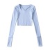 fashion solid color slim long-sleeved cropped T-shirt NSHS43506