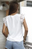 Lace trim short-sleeved chiffon V-neck shirt NSMY43555