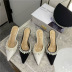 Fashion pearl decor high heel slipper NSCA43568