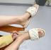 Chain decor square toe flat-heeled slippers NSCA43590