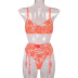 Embroidered lace translucent lingerie three-piece set NSWY43638