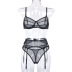 Fashion mesh stitching lingerie three-piece set NSWY43648