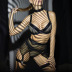 Lace mesh cross band garter lingerie three-piece set NSWY43652