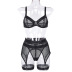 Lace mesh cross band garter lingerie three-piece set NSWY43652