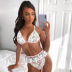 Flower lace embroidery lingeries three-piece set NSWY43664