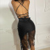 sling Back Strap Lace Stitching Dress NSHLJ43679