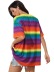Rainbow stripe printing short-sleeved T-shirt NSGHY43729