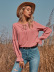 fashion V-neck tie long-sleeved top NSGHY43734