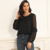 lace long-sleeved black blouse  NSGHY43738