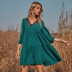 New Spring and Autumn V-neck Sleeve Loose Dress NSGHY43767