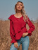 stitching long-sleeved round neck top NSGHY43805