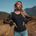 round neck hollow loose long-sleeved top NSGHY43822