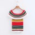 Ruffled striped stretch knit bottoming shirt NSAM43865