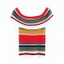 Ruffled striped stretch knit bottoming shirt NSAM43865