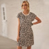 summer new leopard print pocket round neck skirt NSSI43892