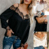 Lace stitching chiffon long-sleeved shirt NSAXE43923