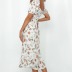 new short-sleeved printed slim mid-length dress NSAXE43944