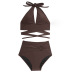 solid color high waist split swimsuit NSHL44008