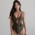 solid color lace-up hollow sexy one-piece swimsuit  NSHL44014