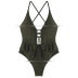 solid color lace-up hollow sexy one-piece swimsuit  NSHL44014