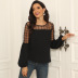 Round Neck Lace Long Sleeve Top NSGHY44126