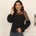 Round Neck Lace Long Sleeve Top NSGHY44126