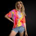 gradient color printing short-sleeved loose T-shirt NSGHY44135