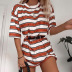 round neck short-sleeved striped mid-length T-shirt  NSXS44168