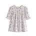 Retro short-sleeves floral print chiffon shirt NSAM44204