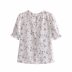 Retro short-sleeves floral print chiffon shirt NSAM44204