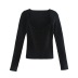 Retro Square Neck Long Sleeve Knitted Top NSAC44246