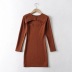round neck breasted chest hollow long-sleeved dress NSHS44286