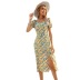 fashion short-sleeved printed hem split dress  NSJR44301