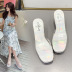 bling decor thick high heel slide slippers NSHU44308