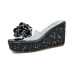 Crystal decor thick high heel slide sandals NSHU44309