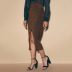 faux silk high waist split skirt  NSYBN44452