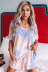 Tie-dye V-neck short sleeve pajamas set NSXZY44504