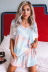 Tie-dye V-neck short sleeve pajamas set NSXZY44504
