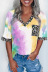 new tie-dye printing rainbow short-sleeved T-shirt NSXZY44511