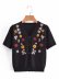 V-neck flower embroidery short-sleeved knitted T-shirt  NSAM44583