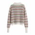 Rainbow strip button knit shirt NSAM44600