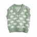 Cloud print V necked knit vest NSAM44611