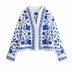 spring blue and white flower embroidery jacket NSAM44624