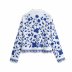 spring blue and white flower embroidery jacket NSAM44624