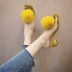 fluffy ball decor thick heeled sandals NSHU44691